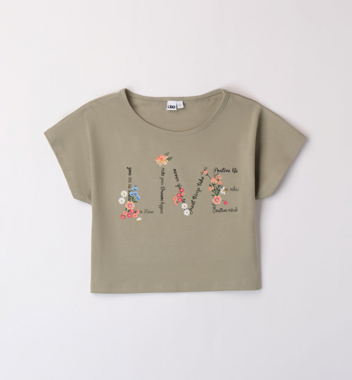 detail Dívčí tričko s kytičkovým motivem IDO