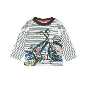 Chlapecké pruhováné tričko s dlouhým rukávem a obrázkem motorky BOBOLI