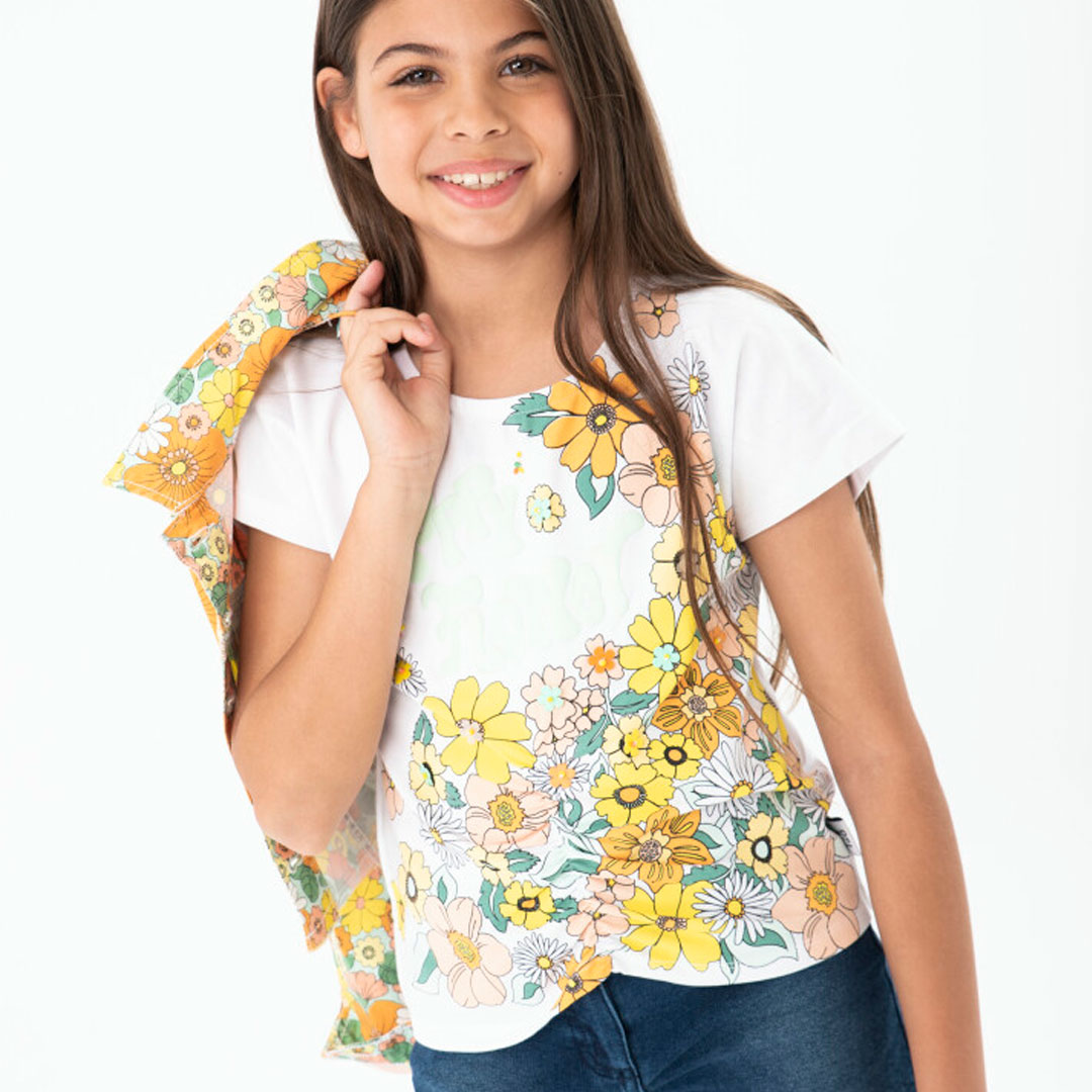 Dívčí strečové tričko s potiskem BOBOLI