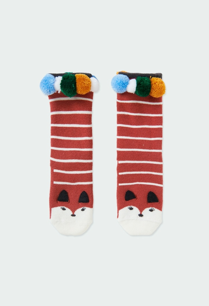 detail dívčí dlouhé protiskluzové ponožky s detaily v několika barvách BOBOLI