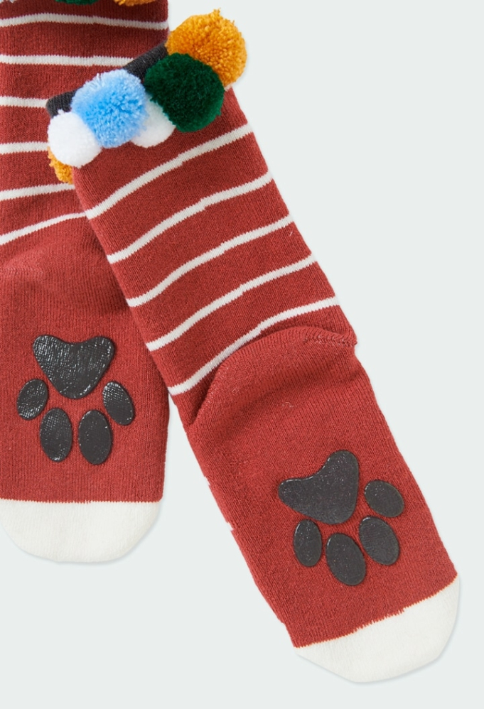 detail dívčí dlouhé protiskluzové ponožky s detaily v několika barvách BOBOLI