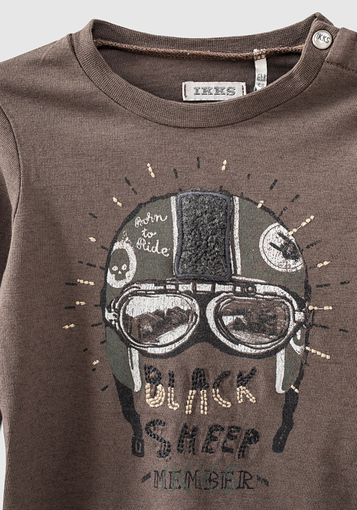 detail Dětské chlapecké tričko Kulatý výstřih se zapínáním na druky, dlouhé rukávy IKKS