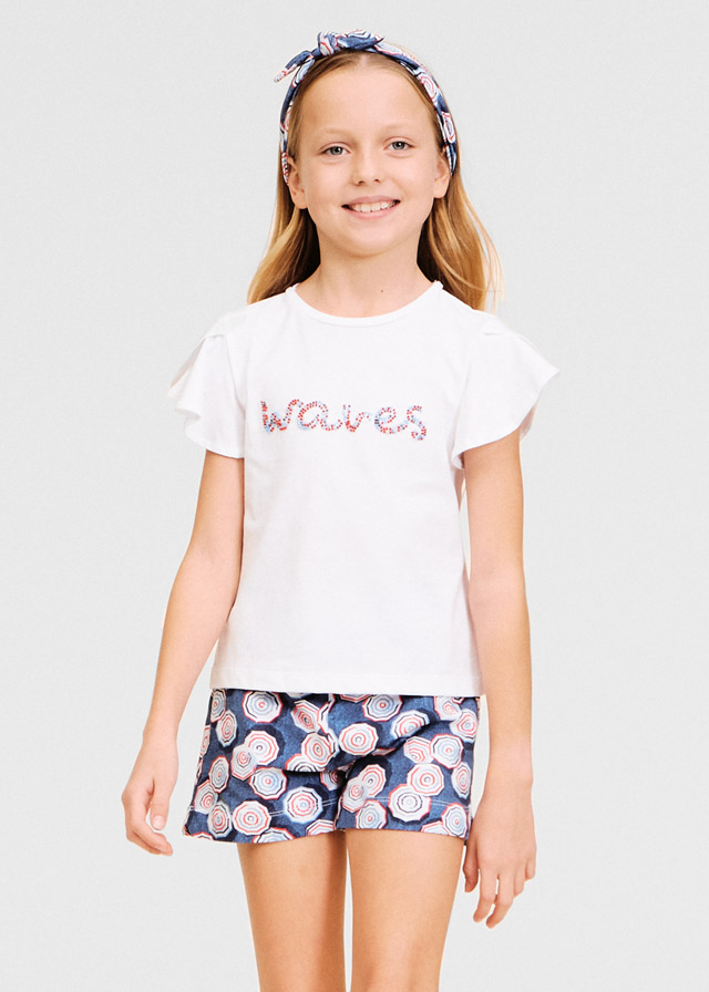 detail Dívčí set - tričko, kraťasy a čelenka MAYORAL