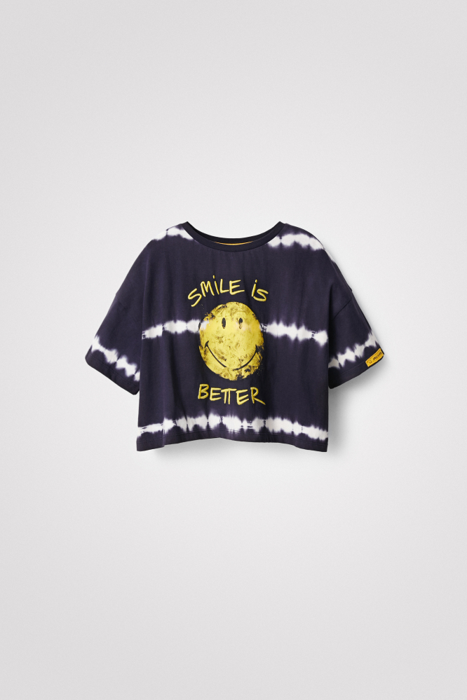 detail Dívčí volné zkrácené tričko s potiskem Smiley DESIGUAL