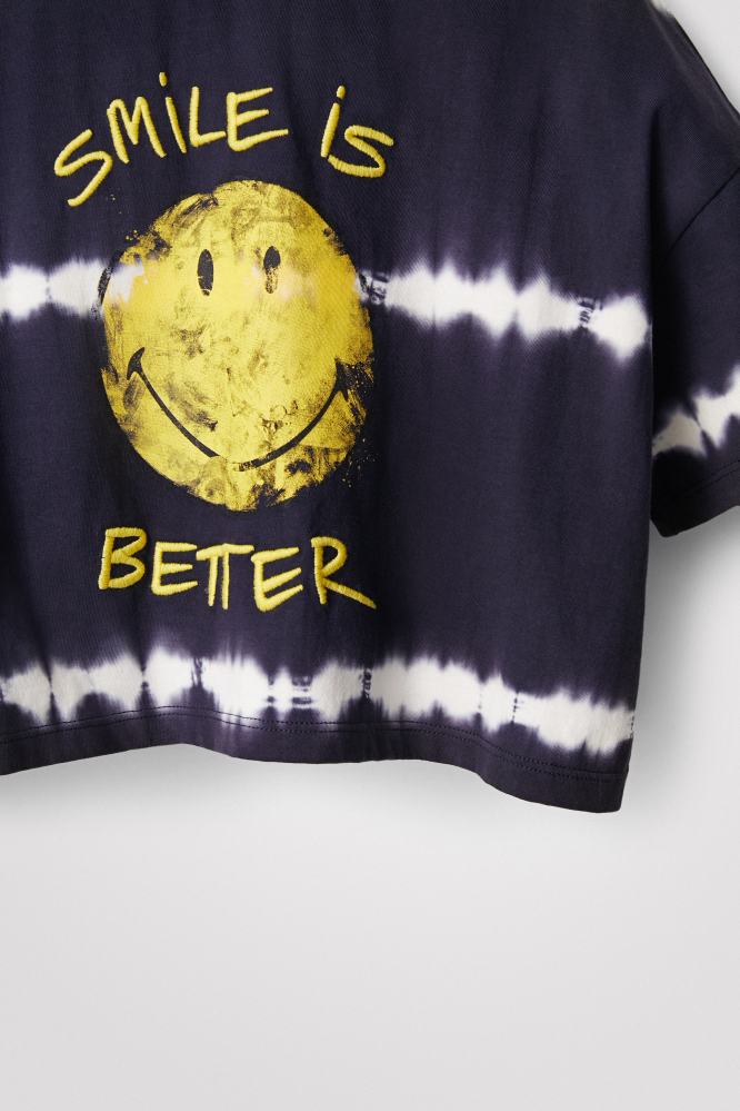 detail Dívčí volné zkrácené tričko s potiskem Smiley DESIGUAL