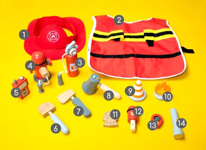 detail Dětská hasičská sada dřevěná UMU