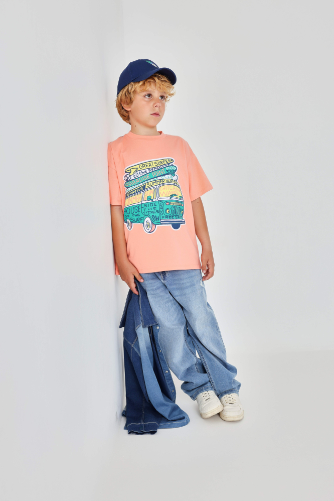 detail Chlapecké džínové kalhoty s efektem opotřebení BOBOLI