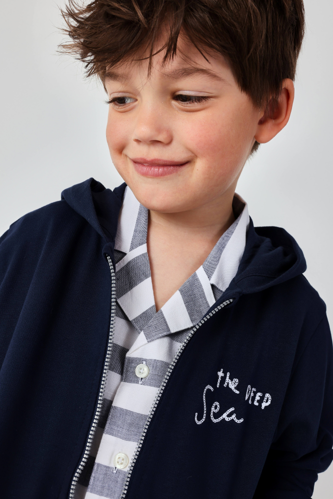 detail Chlapecká mikina tmavě modrá na zip BOBOLI