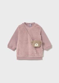 Dětská dívčí mikina s plyšovou kabelkou ve tvaru medvídka – stylová a měkká MAYORAL