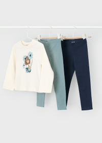 Dívčí tričko a legíny – květinový 3dílný komplet MAYORAL