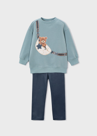 Dívčí outfit s medvídkem – modrá varianta MAYORAL