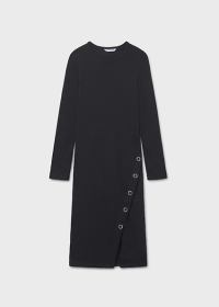 Dívčí žebrované úpletové šaty s knoflíky – tmavě šedé MAYORAL