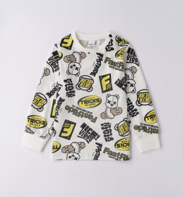 Chlapecké tričko s dlouhým rukávem a potiskem – bílé IDO