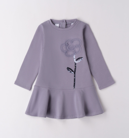 Dívčí fialové šaty s aplikací květiny IDO