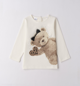 Dívčí tričko s potiskem medvídka bílá IDO