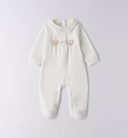 Dívčí sametové dupačky se srdíčky – smetanová SARABANDA