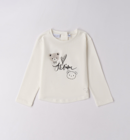 Dívčí krémové tričko s potiskem medvídků a srdce SARABANDA