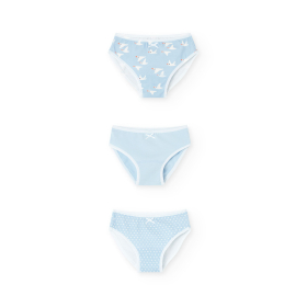 Dívčí bavlněné kalhotky – sada 3 kusů ve světle modré barvě BOBOLI