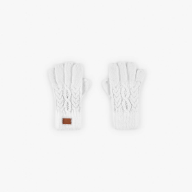 Dívčí pletené rukavice s podšívkou a copánkovým vzorem BOBOLI