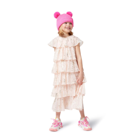 Dívčí zimní čepice s dvojitou bambulí a metalickým leskem BILLIEBLUSH