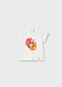 Dívčí bílé tričko s obrázkem holčičky MAYORAL