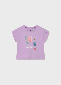 Dětské dívčí tričko s krátkým rukávem a potiskem kytičky a včelky MAYORAL