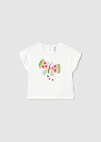 Dětské dívčí tričko s krátkým rukávem a potiskem motýla MAYORAL