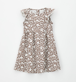 Dívčí šaty s leopardím potiskem a volánkovými rukávy IDO