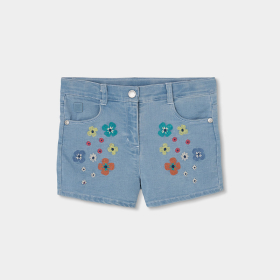 Dívčí džínové kraťasy s květinovou výšivkou BOBOLI
