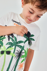 Chlapecké tričko s krátkým rukávem palmy a interaktivní detaily BOBOLI
