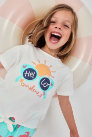 Dívčí tričko s nápisem Hello Sunshine a uzlem BOBOLI