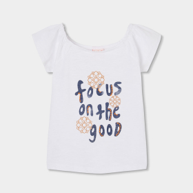 Dívčí bílé tričko s nápisem Focus on the good BOBOLI