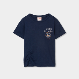 Dívčí tmavě modré tričko s potiskem srdce BOBOLI