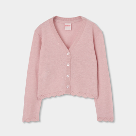 Dívčí růžový pletený kardigan BOBOLI