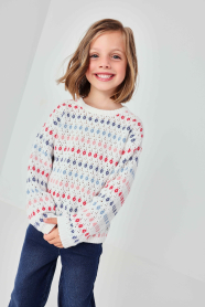 Dívčí pletený svetr s barevným vzorem BOBOLI