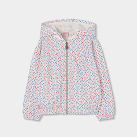 Dívčí mikina s kapucí, růžovo-modré květy BOBOLI