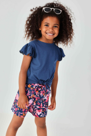 Dívčí kraťasy s tmavým květinovým celoplošným potiskem BOBOLI