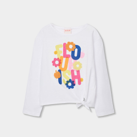 Dívčí tričko s barevným nápisem Flourish a uzlem BOBOLI