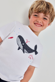 Chlapecké tričko bílé s velrybou BOBOLI