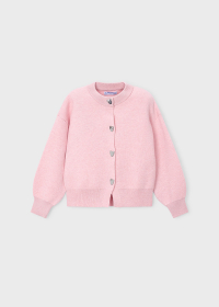 Dívčí růžový kardigan s jemným třpytem a knoflíčky MAYORAL