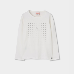 Dívčí strečové tričko ROCK – off white BOBOLI