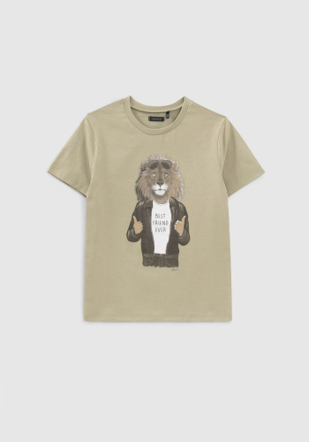 Chlapecké tričko s obrázkem lva v bundě IKKS