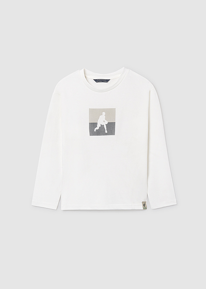 detail Chlapecké tričko s hráčem basketbalu – bílé MAYORAL
