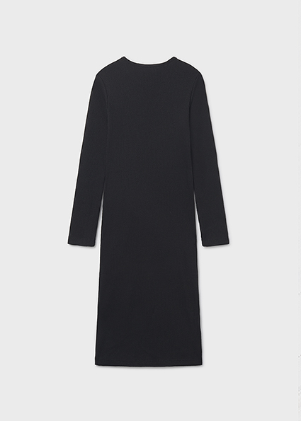 detail Dívčí žebrované úpletové šaty s knoflíky – tmavě šedé MAYORAL