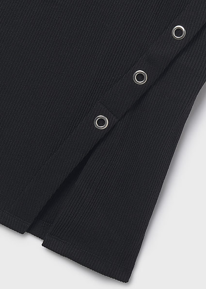 detail Dívčí žebrované úpletové šaty s knoflíky – tmavě šedé MAYORAL