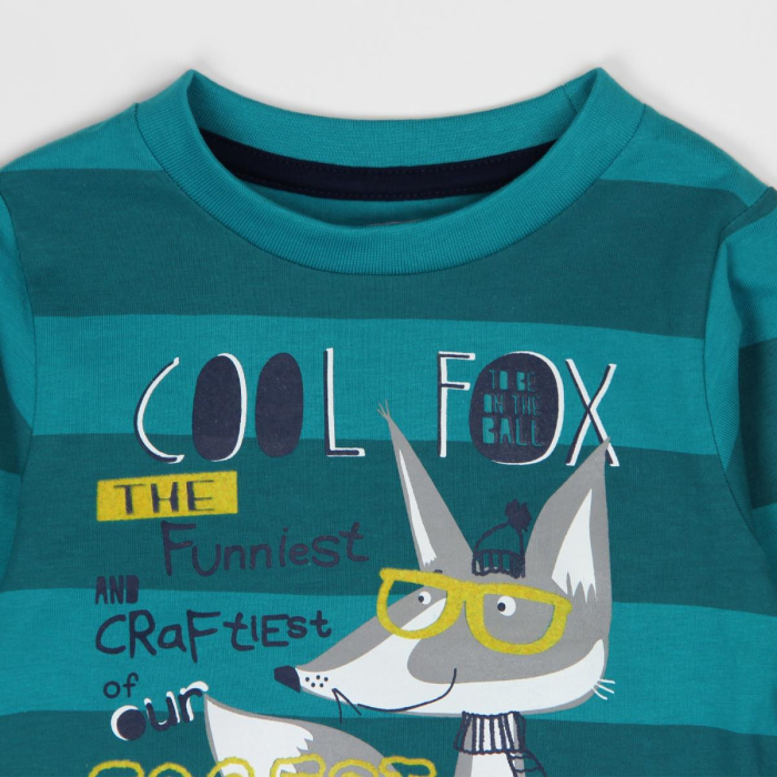 detail Dětské chlapecké pruhováné tričko s dlouhým rukávem a potiskem BOBOLI