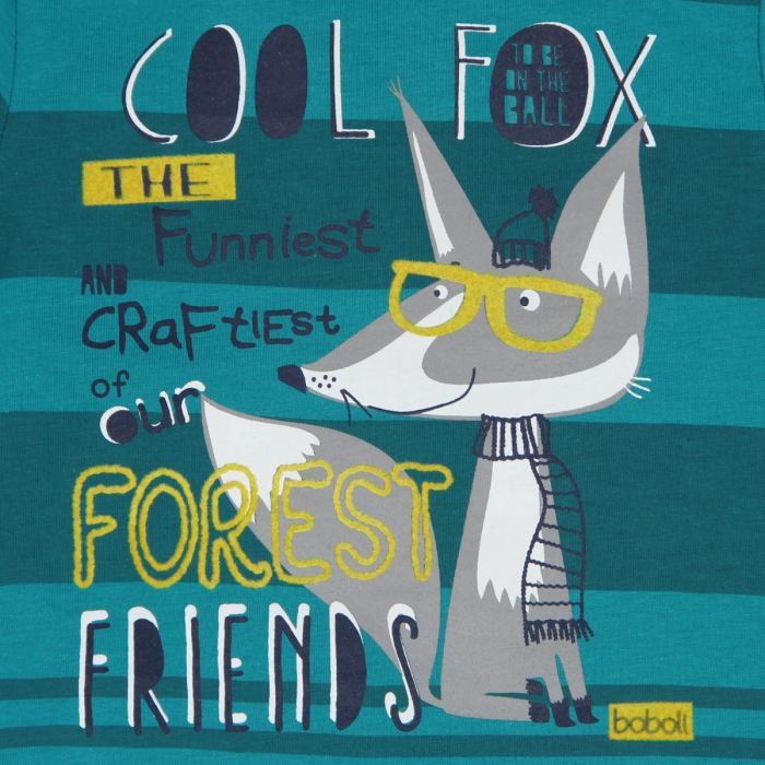 detail Dětské chlapecké pruhováné tričko s dlouhým rukávem a potiskem BOBOLI