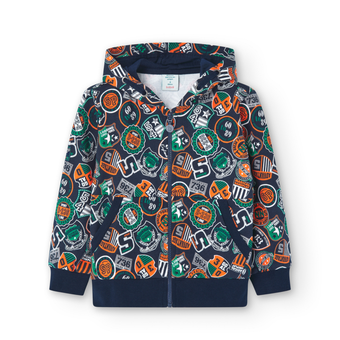 detail Chlapecká mikina s kapucí, přední zapínání na zip BOBOLI