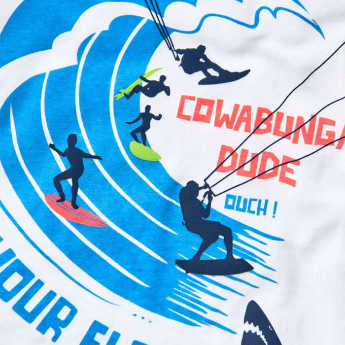 detail Chlapecké bílé tričko s ilustracemi vodních aktivit BOBOLI