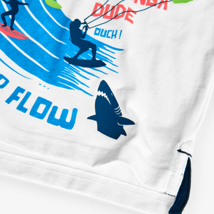 detail Chlapecké bílé tričko s ilustracemi vodních aktivit BOBOLI